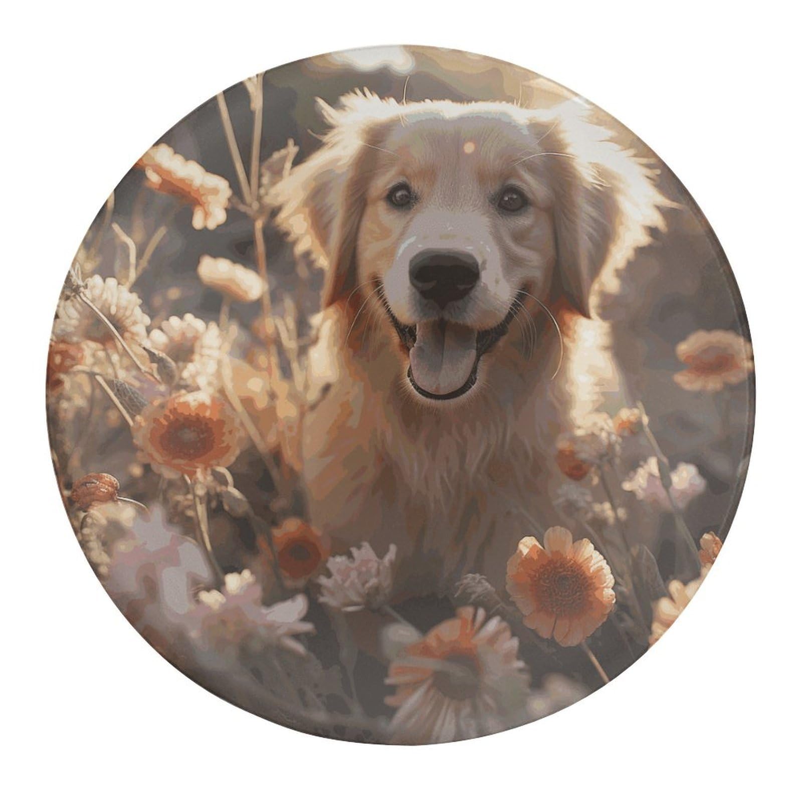 Fekiloot Style-42 Golden Retriever And Flowers Refrigerator Magnet Fridge Magnet4 Pcs