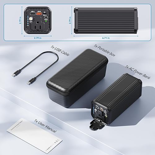 Miniatura 7 de Banco de energía para portátil con salida de CA, estación de energía portátil de 27000 mAh, banco de energía de 100 W, tipo C, PD de 65 W, carga