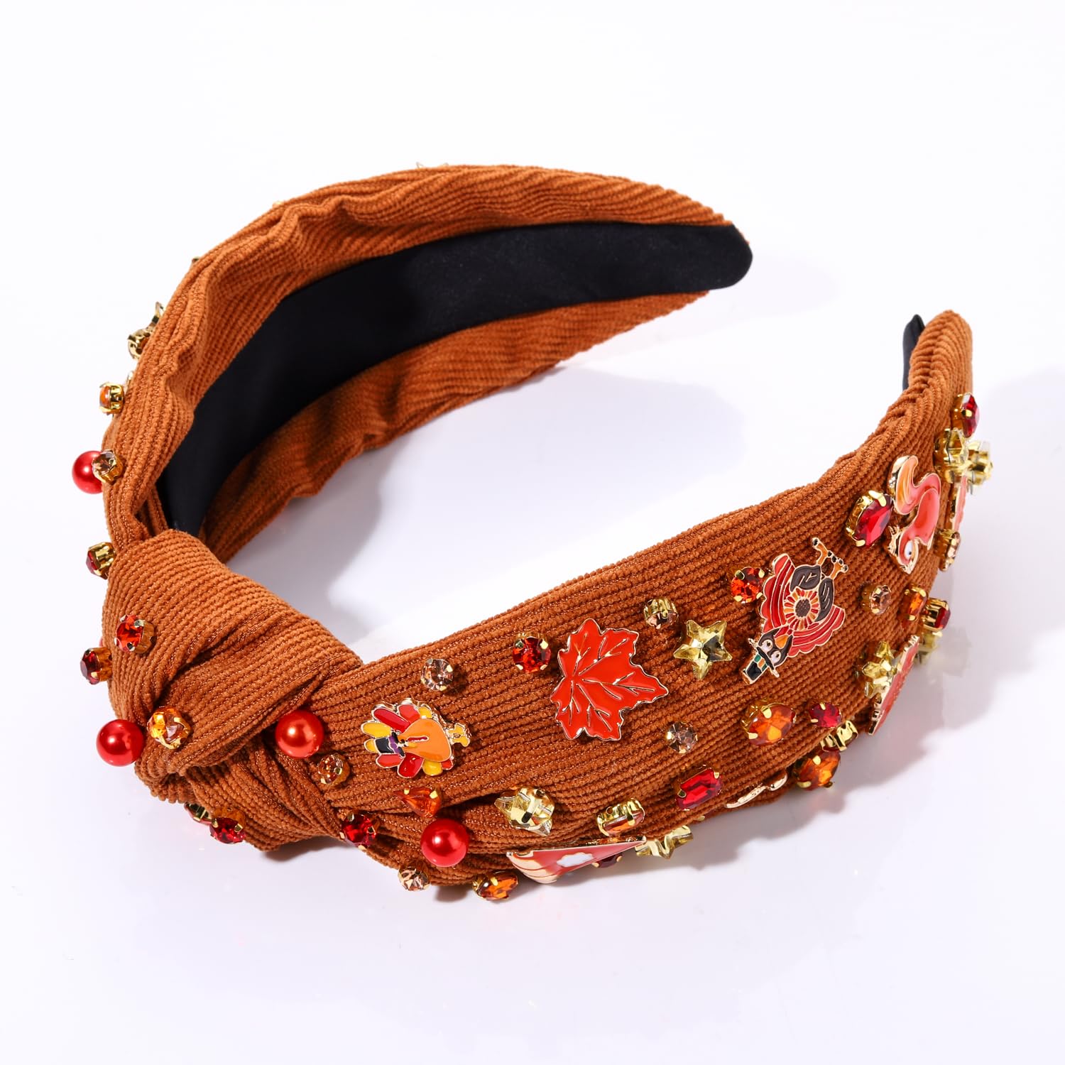 Thanksgiving Headband Beaded Turkey Maple Leaf Fall Accessories for Women Twine and Love | Thanksgiving Jeweled Knot Headband |Custom  main image 3