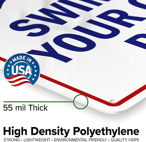 Vista 75 de Señal de advertencia de natación a tu propio riesgo, 10 x 14 pulgadas, libre de óxido, aluminio 040, resistente a la decoloración, fabricado