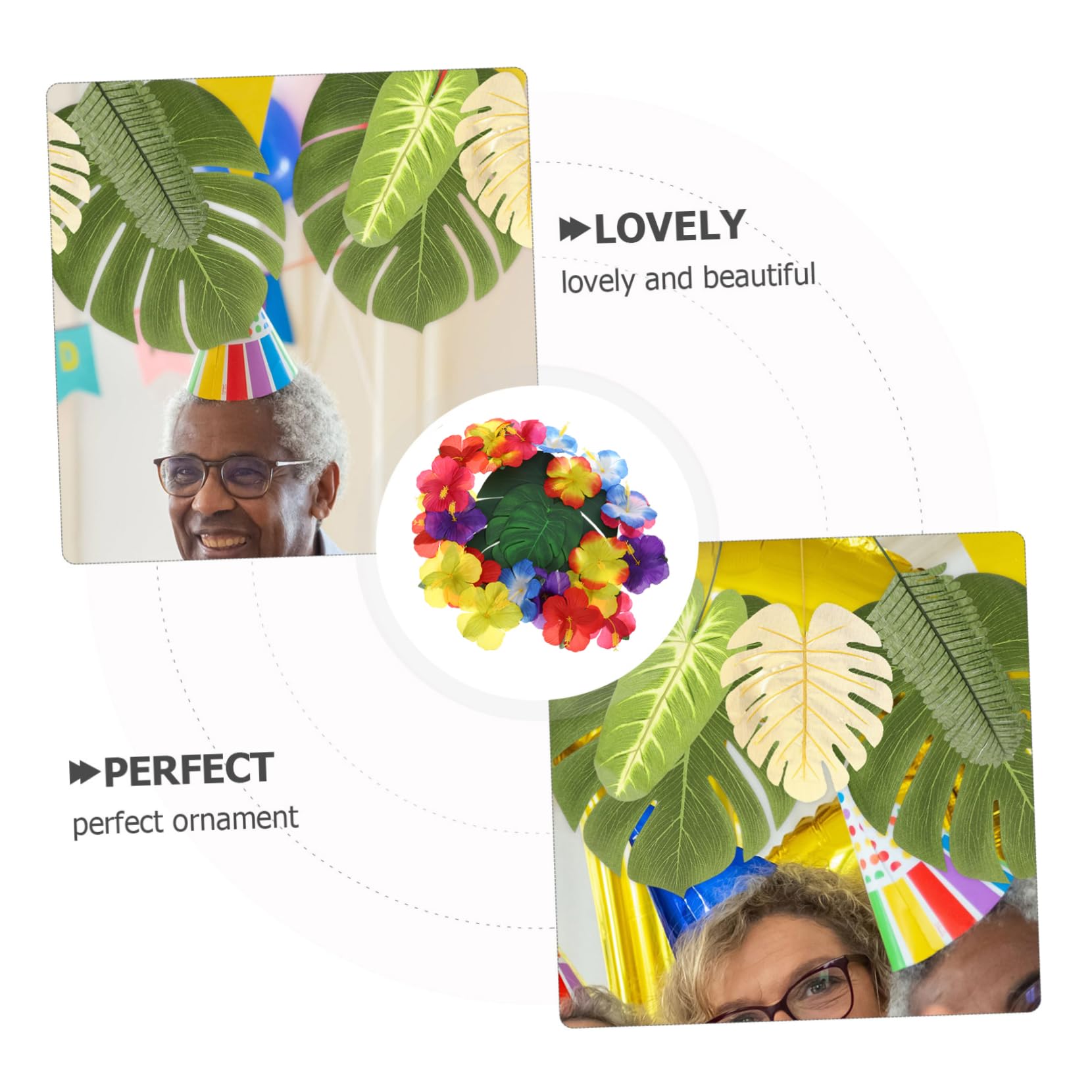 1 Set Decorazioni da Tavola per Feste Foglie e Fiori Simulati per Hawaiani per Celebrazioni e Raduni
