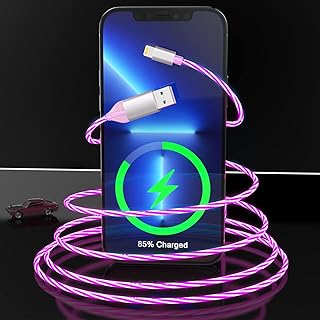 MTAKYI Blå LED Flow iPhone laddkabel, glänsande USB-laddare [MFi-certifierad mörk lysande USB-bilkabel, LED-laddare för Apple iPhone 14 13 12 11 Pro Max XR X XS 8 7 Pad/Pod More - Amazon Deal & Rabatt