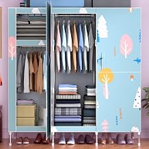 Portable Storage Wardrobe Large Multi-use Closet Wardrobe Portable Closet Organizer Bedroom Armoire with Doors Easy to Assemble 28x18x56 Inches Portable Organizer Closet Color B E