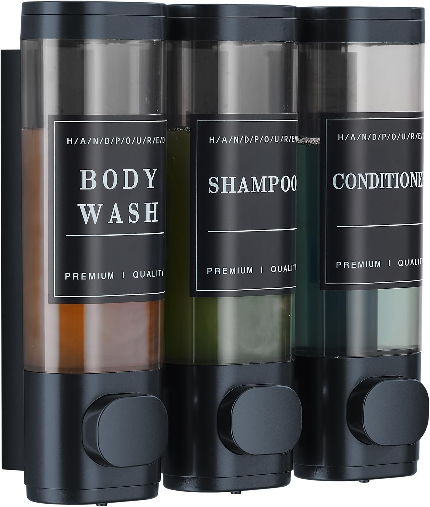 Shower Soap Dispenser Wall Mounted No Drill Shampoo Dispenser for Shower Wall Shampoo and Conditioner Dispenser Bathroom Hotel 3 * 300ml Dark Blue with Waterproof Labels