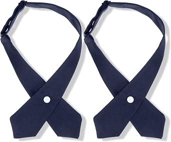 Tarpop 2 Pack French Girls Uniform Tie Cross Adjustable Neck Tie for Girls Back to School Women