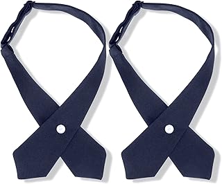 2 Pack French Girls Uniform Tie Cross Adjustable Neck Tie for Girls Back to School Women