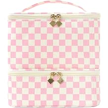 Checkered Nail Polish Organizer Bag Nail Supplies Organizer Holds 30 Bottles Nail 2 Layers Nail Kit Storage Case