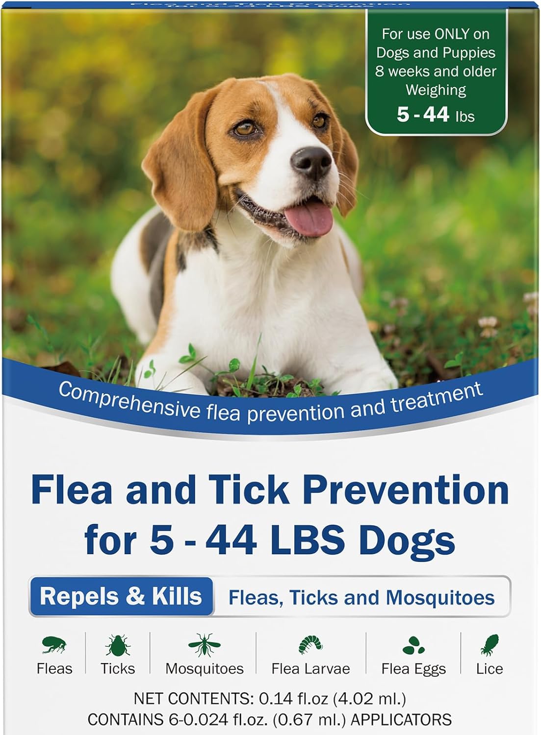 Flea and Tick Prevention for Dogs, 6-Pack, Dog Flea Control, Repellent, Flea and Tick Prevention for Small Medium Dog 5–44 lbs, 24-Hour Protect, Flea Supplements for Dogs, Nutritional Supplements