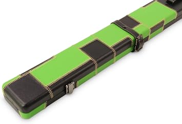 1-Piece Luxury Leatherette Snooker & Pool Cue Case - Patch Design, Round Corners, Securing Straps, Holds 2 Cues