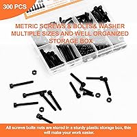 Vista 3 de 300 piezas Juego de Tornillos M4, Juego Premium de Tornillos M4 con Cabeza Hexagonal y Soporte con Tuercas y Arandelas, M4 x 6mm /8mm /10mm /12mm