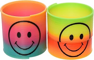 لعبة لفائف سوست سحرية بتصميم إبداعي ملون مصنوعة من البلاستيك بنمط مطبوع لوجه مبتسم لإضافة المزيد من المرح للأطفال من اكسسوريز شوب، متعددة الألوان، قطعتان