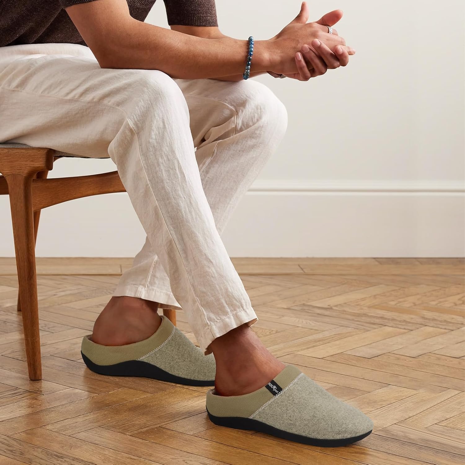 ergofoot orthotic slippers with arch support, ideal for plantar fasciitis, flat feet, heel pain relief, slip on clog indoor outdoor house shoes with anti-skid rubber sole 8 women/7 men pale green