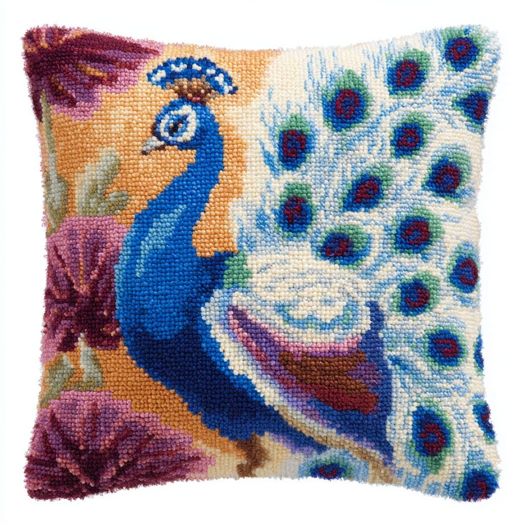 Henypt DIY Latch Hook Cushions Kits, Peacock