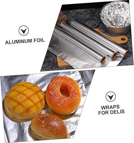 Miniatura 2 de KALLORY 4 rollos de papel de aluminio para hornear, papel de hojalata de aluminio, bandeja de aluminio para hornear, papel de aluminio, envoltura de