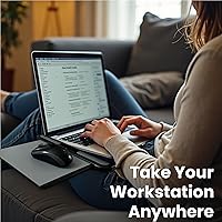 Vista 5 de Portable Laptop Lap Pad, Laptop Desk with Retractable Mouse Tray, Sturdy Stable Work Surface for Bed Sofa Couch or Travel