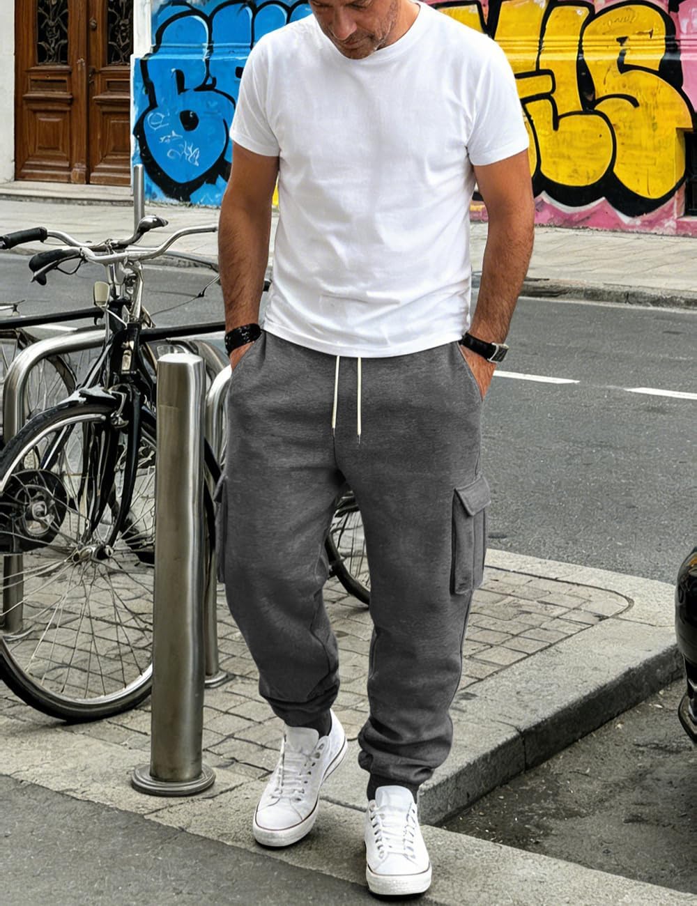 Men's Casual Sweatpants Pants Workout Joggers Stretch Sweat Pants Lounge Athletic Pants Drawstring Pants with Pockets - Image 4
