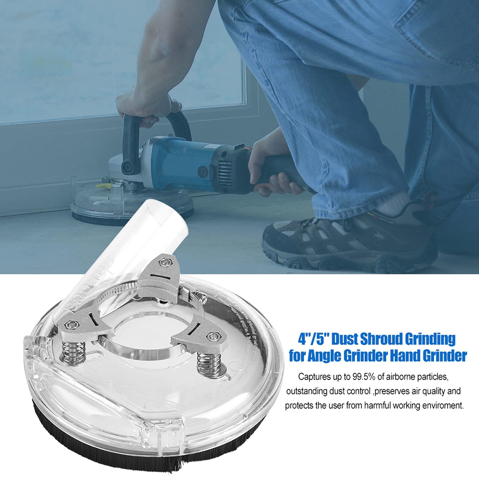 Angle Grinding Cover, Removable Front Hand Grinder Dust Shroud Dust Cover Transparent Dry Grinding Dust Cover for 4 or 5inch Angle Grinders