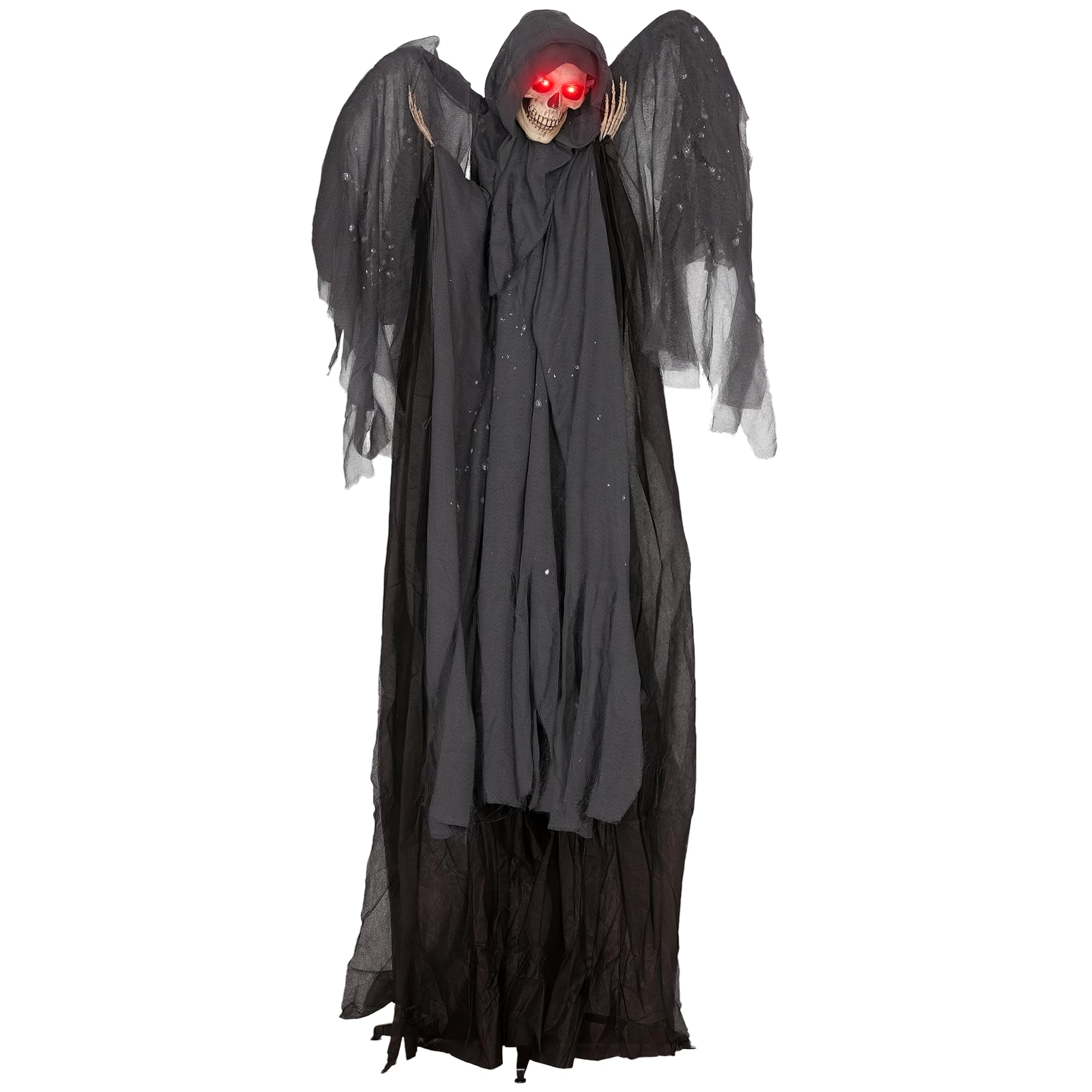 HOMCOM Animated Winged Grim Reaper Halloween Prop 6ft Red