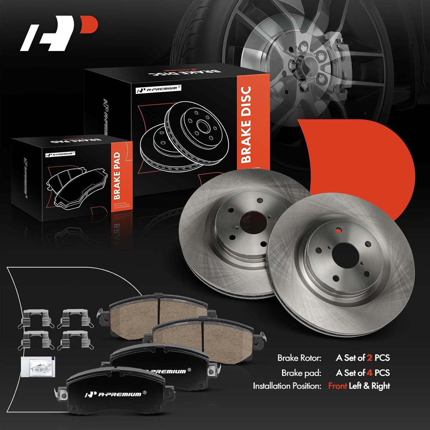 A-Premium 12.40 inch (315mm) Front Vented Disc Brake Rotors + Ceramic Pads Kit Compatible with Select Subaru Models - Forester 2019 2020 2021, 6-PC Set