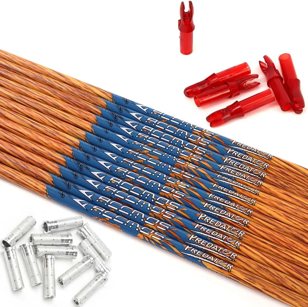 6/12pc Custom Length Carbon Arrow Shafts 300/350/400/500/600/700/800 Spine with Inserts Nocks DIY Kits Set Targeting Hunting Arrow Tube Rod for Traditional Bow Long-Bow Recurve Compound Bow