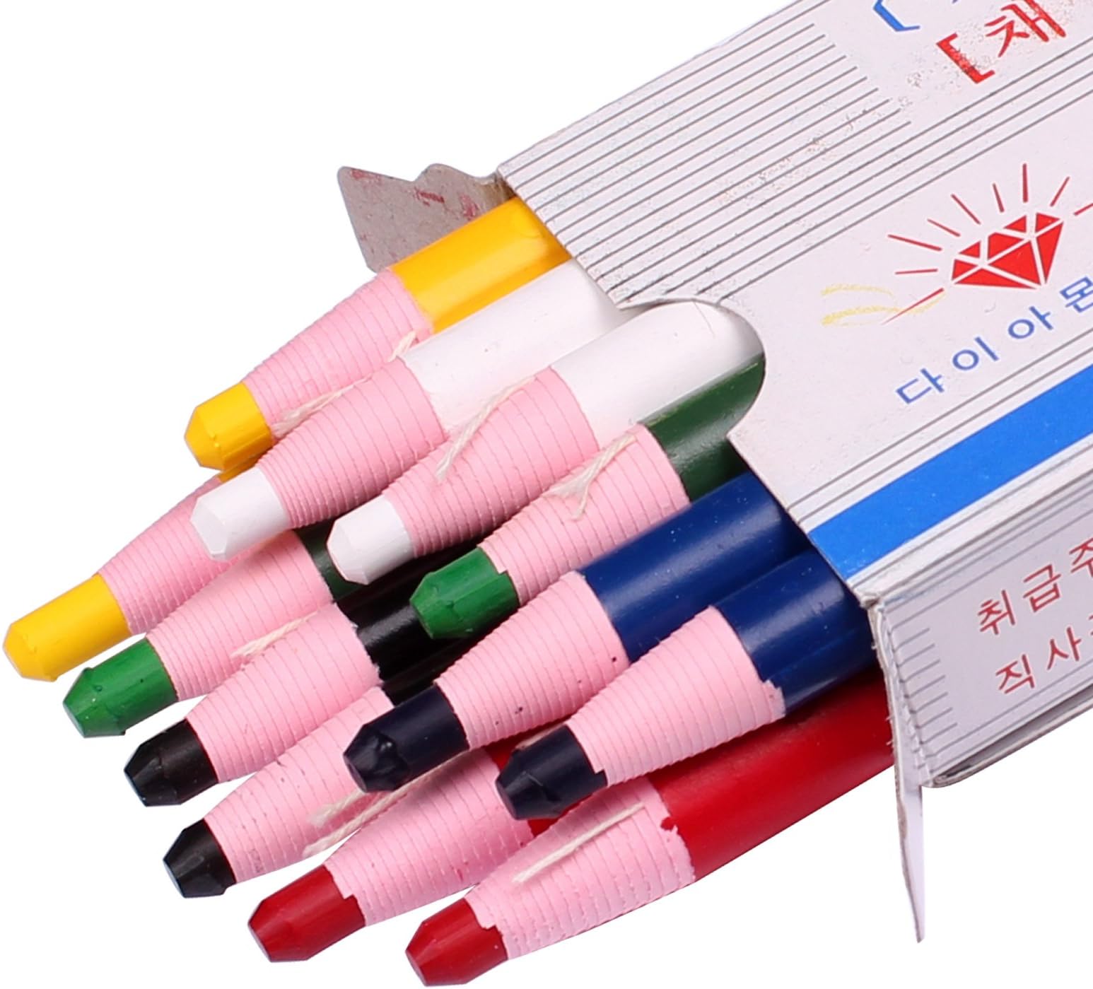 Office 4 All Diamond Peel-Off China Markers,Glass, Cellophane, Vinyl,Metal, Skin, Etc..Assorted - Pack Of 12 (Color Mix - 2—6 Color)