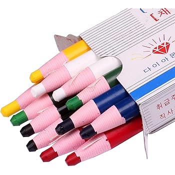 Diamond Peel-Off China Markers,Glass, Cellophane, Vinyl,Metal, Skin, Etc..Assorted - Pack of 12 (Color Mix - 2×6 Color)