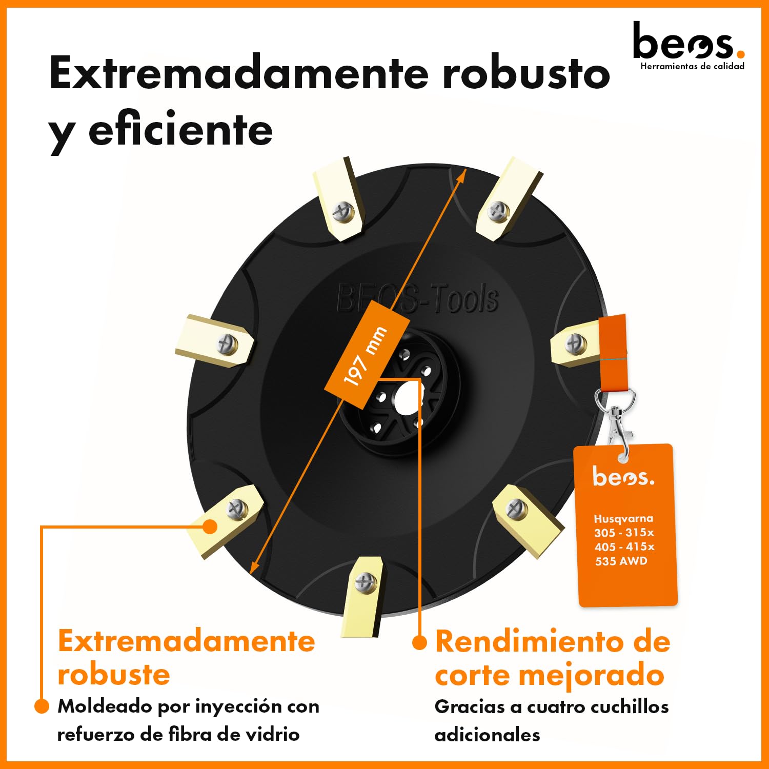 Premium robot cortacésped tuning - Plato giratorio compatible con Husqvarna Automower 305 | 310 | 315x | 405 | 410 | 415x | 535 AWD - Disco de cuchillas reforzado con fibra de vidrio para 7X cuchillas