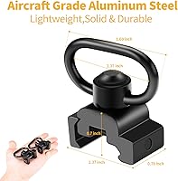Vista 5 de Rotación de 360° Picatinny 2 puntos y tradicional cabestrillo giratorio Monturas Picatinny Rail Mount con botón de 1.25" QD Sling Swivels - Negro