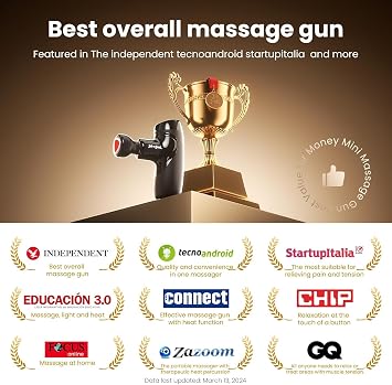 BOB AND BRAD M7 Plus Mini Massage Gun with Heat, FSA Eligible & HSA Approved Deep Tissue Percussion Massager for Back & Neck Stiffness - Portable, Quiet, Ultra-Lightweight