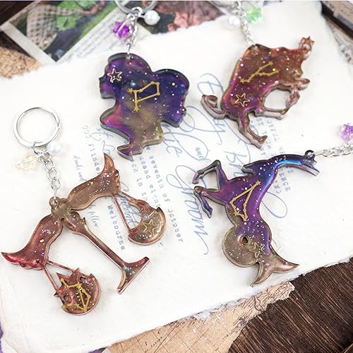 Miniatura 7 de EMAYDRE - Moldes de resina para llavero, 12 moldes de resina de silicona con agujero de resina para aretes, collar, colgantes para principiantes de