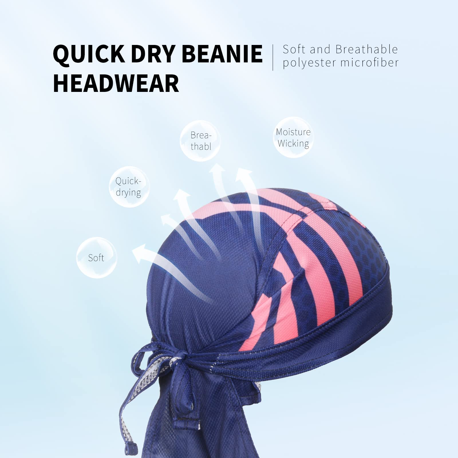 Bandana Sportiva Traspirante - Cappellino Sottocasco Per Ciclismo, Corsa, Taglia Unica - Foto 8