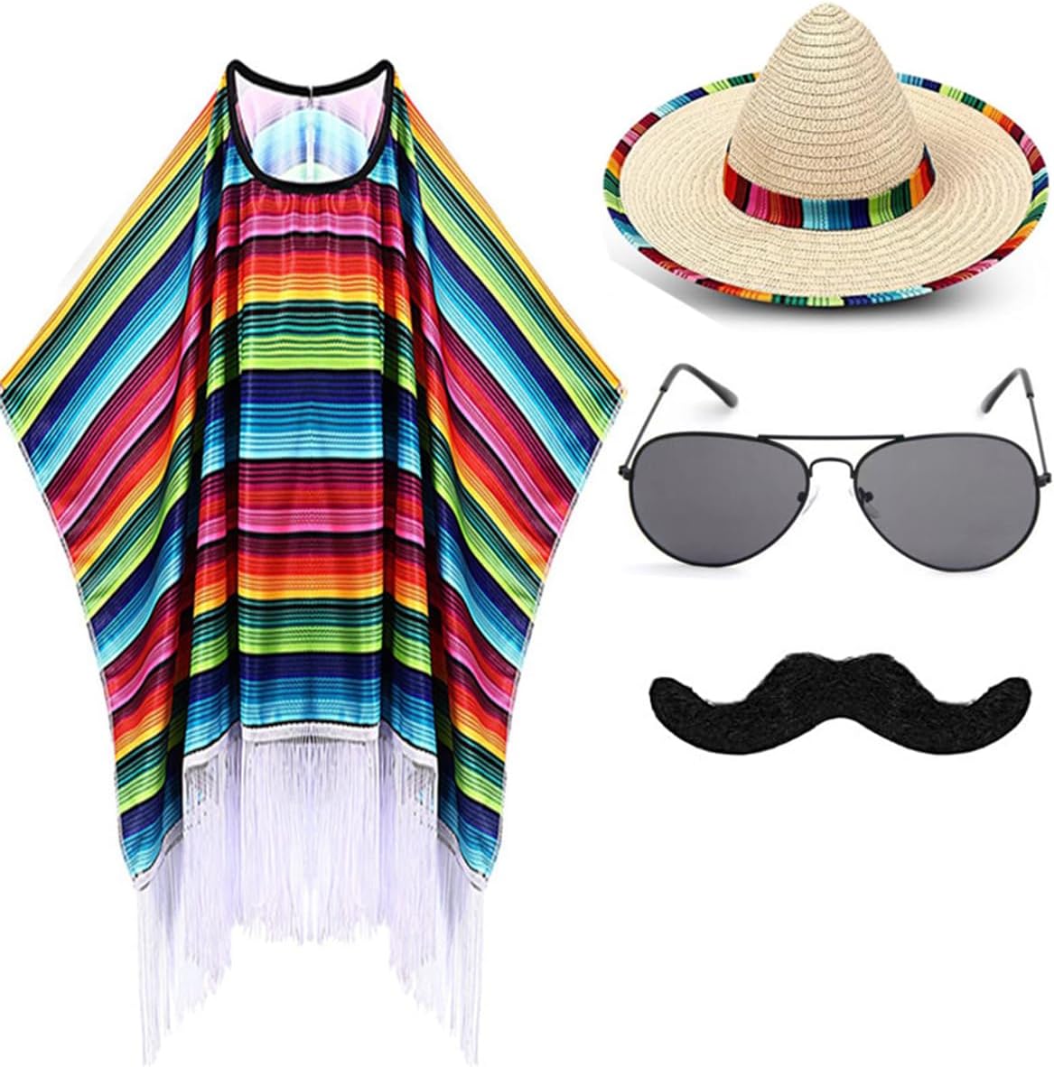 4Pcs Mexican Party Clothes Set for Boys Cinco De Mayo Accessories Set