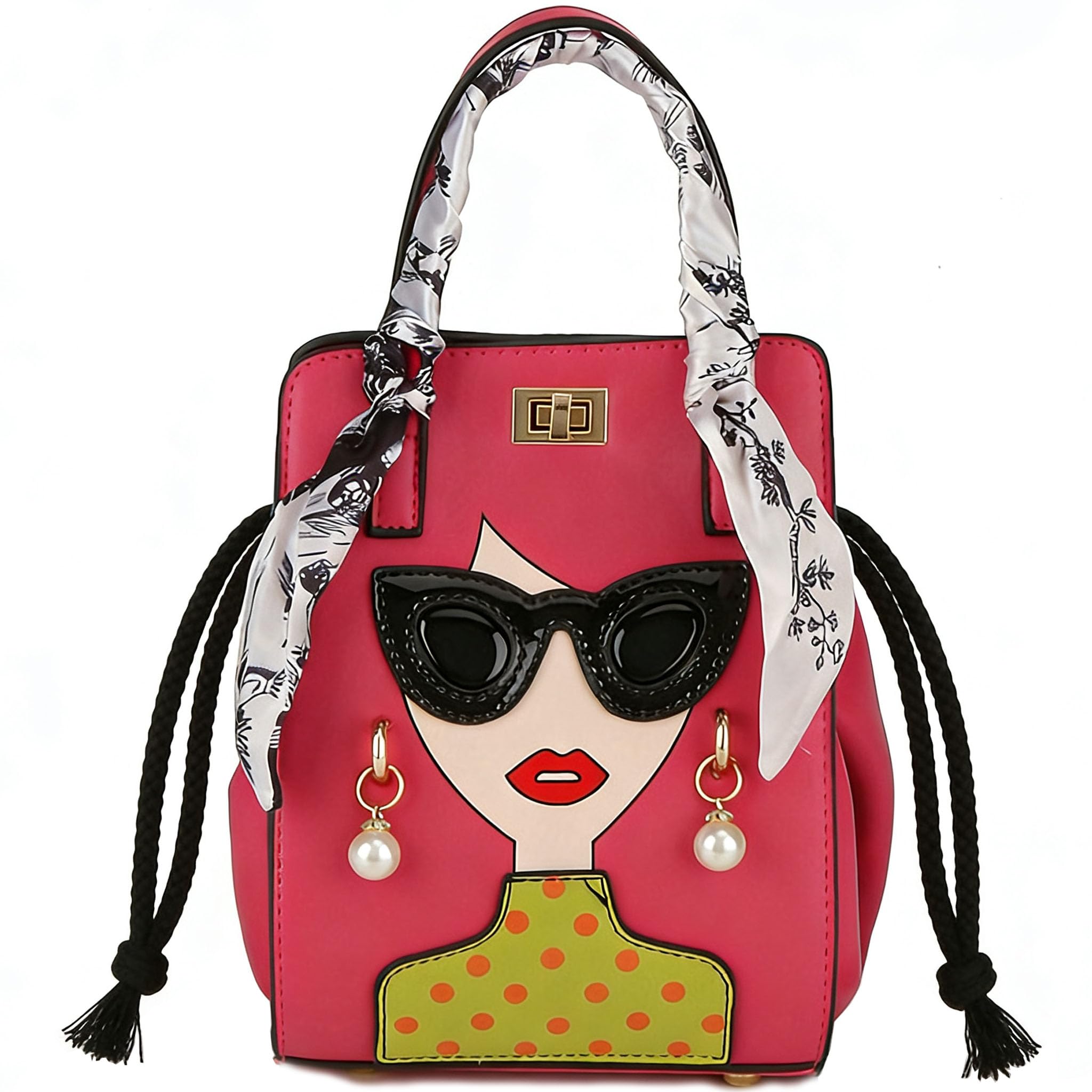 Novelty Unique 3D Lady Face PU Leather Top Handle Satchel Handbags for Women Funky Tote Purse Hobo Crossbody Shoulder bags