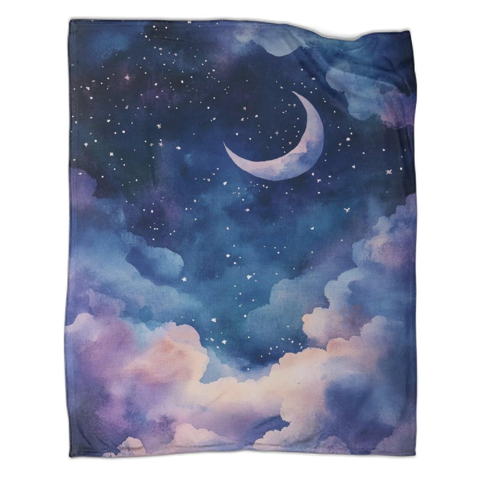 Couverture polaire lune pour cocooning sur le canapé des adultes