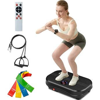 FitinOne Vibrationsplatten-Trainingsger t f r Lymphdrainage-Massageger t 150 kg Kapazit t Ganzk rper-Trainingsger t mit Schlaufenb ndern f r Damen und Herren Fitness-Plattform f r Gewichtsverlust
