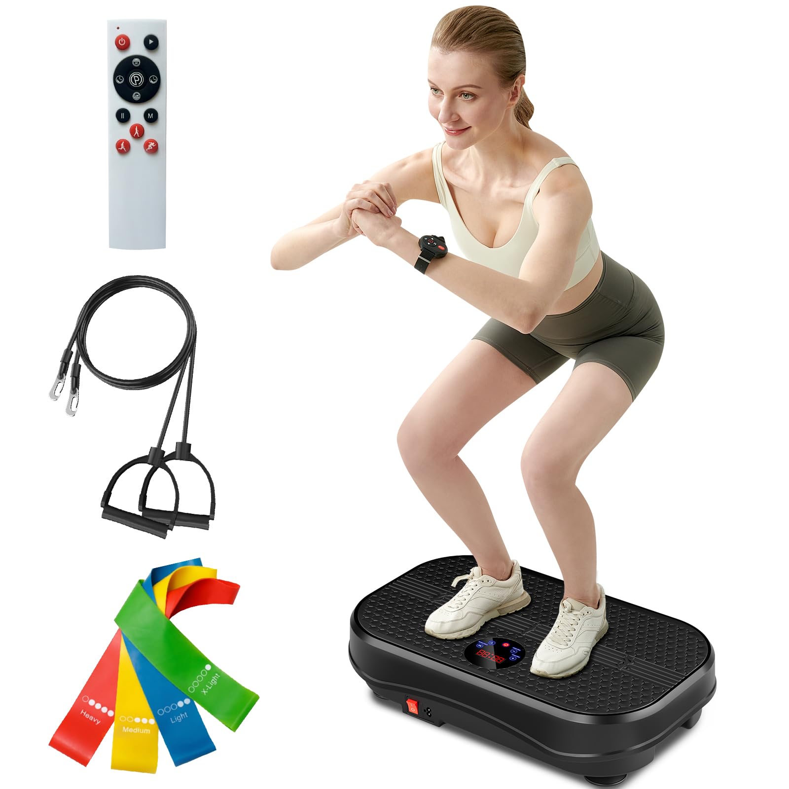 FitinOne Vibration Plate Exercise Machine, Vibration Fitness Trainer for Weight Loss and Shaping, Whole Body Workout Quiet Vibration Plate with Loop Bands, Home Exercise Equipment for Women Men