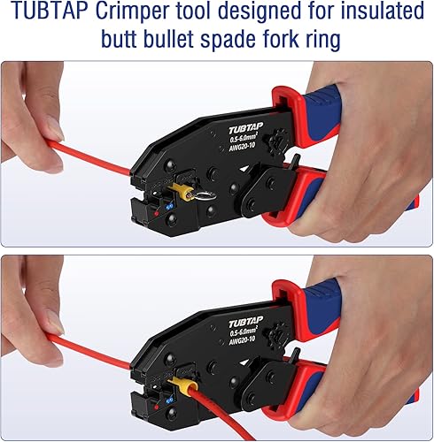 Miniatura 4 de TUBTAP Herramientas de crimpado para conectores eléctricos AWG 20-10 - Engarzadores de cables - Herramienta de prensado de cables - Engarzadora de