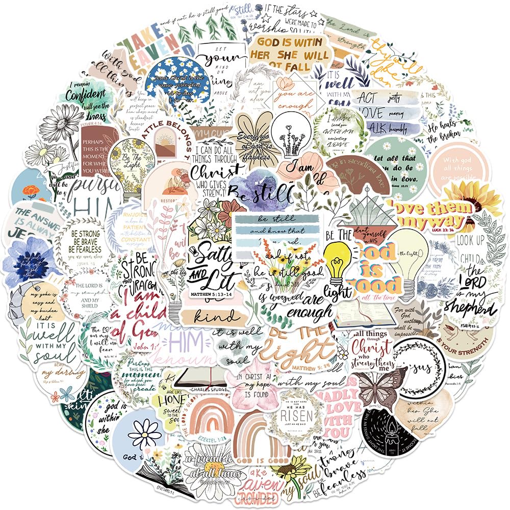 100PCS Bible Stickers for Adults Teens Kids Gift,Jesus Christian Bible Verse Inspirational Waterproof Decals for Water Bottle Laptop Journal Scrapbook Skateboard Luggage Computers Bike Guitar - Image 4