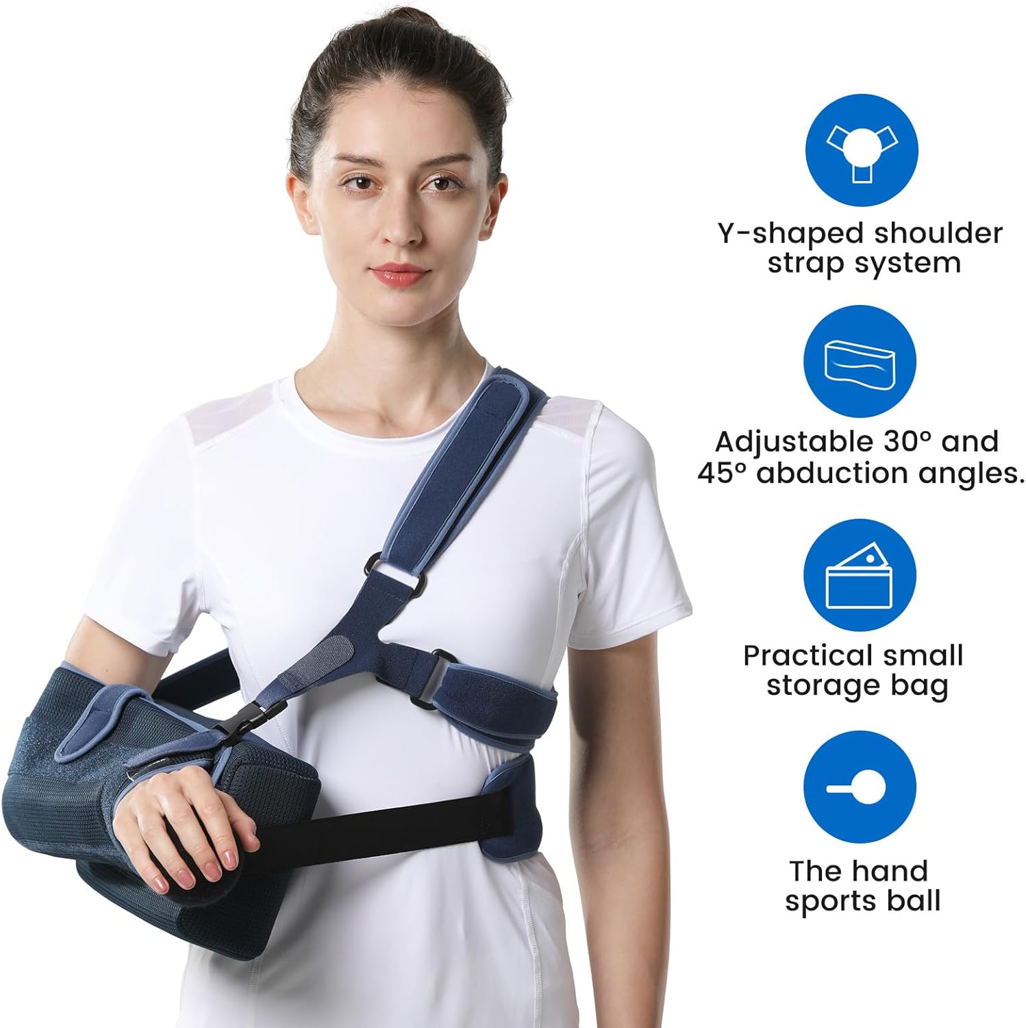Shoulder Abduction Sling Support, Fully Adjustable Shoulder Sling with Pillow, Y-Shaped Shoulder Strap Design, Elasticity Adjustment, Ventilated Fabric, for Shoulder Injury and Recovery