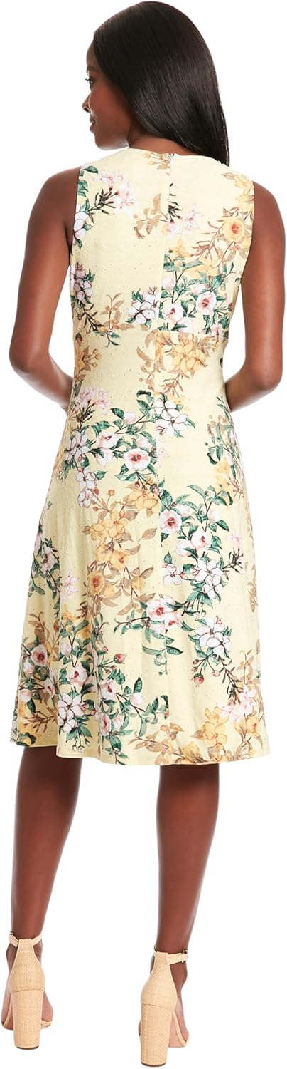 London Times Women's Dresses Printed Sleeveless Versatile Empire A-Line Keyhole Neckline Midi Dress - Image 3