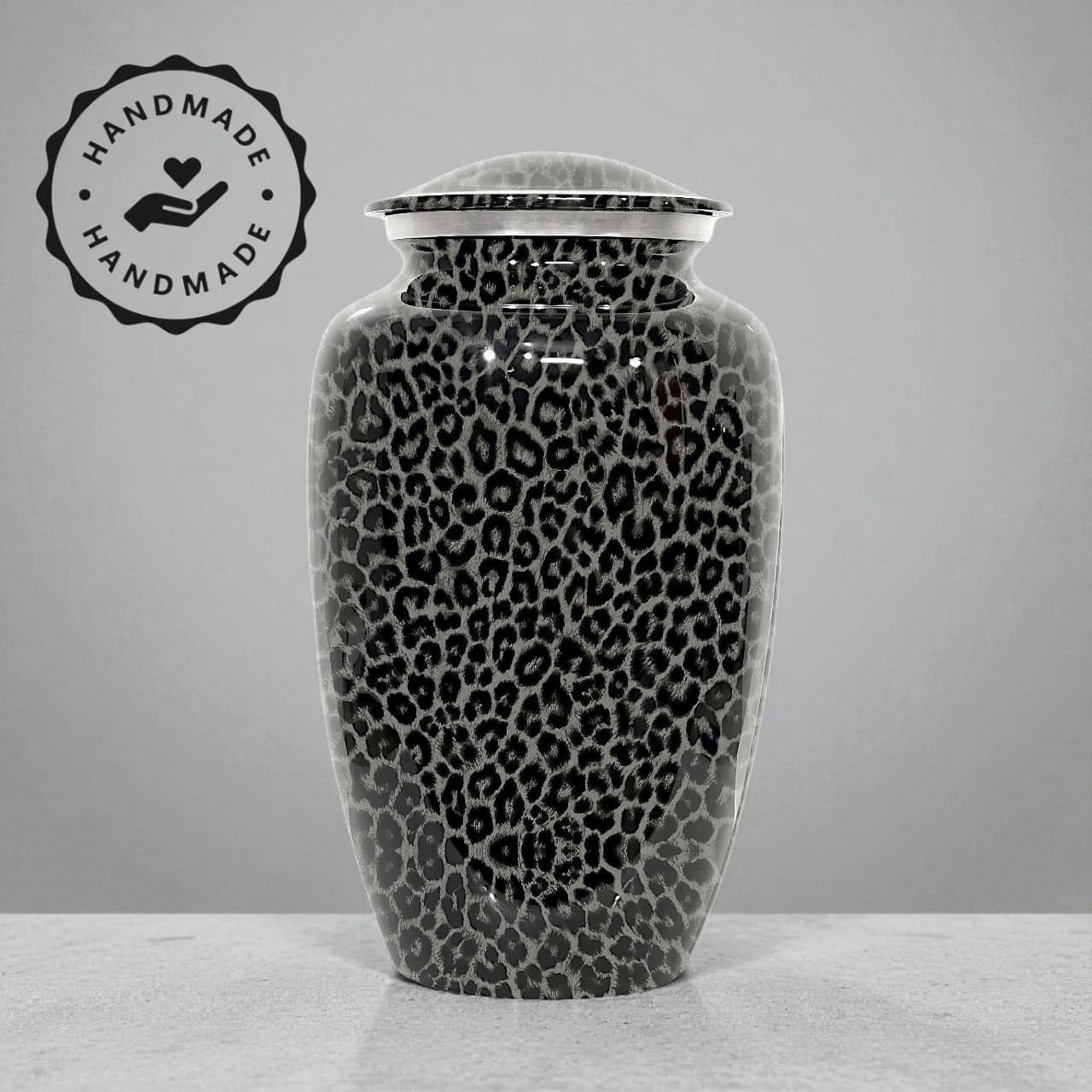 Cremation Urn for Human Ashes - Leopard Print Pattern Design - Adult Urn for Ashes - Upto 200 Lbs - Velvet Bag Included