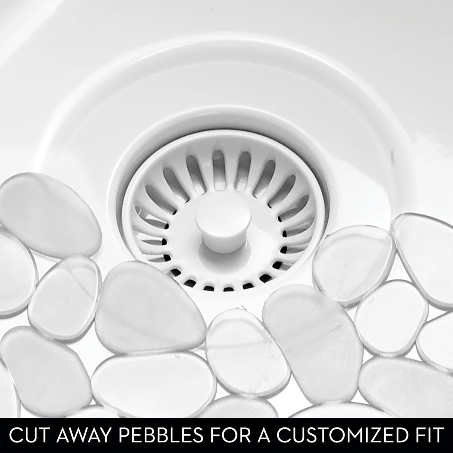 iDesign Pebblz Sink Protector - Kitchen Sink Mat for Bottom of Sink - Set of 2 - Clear