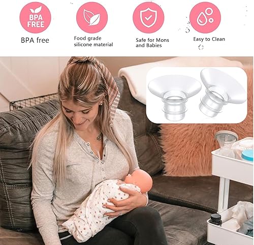 Miniatura 9 de 4 piezas de insertos de brida de silicona de 0.827 in, S9S10S12, inserto de brida de extractor de leche manos libres, reduce el túnel de pezón de