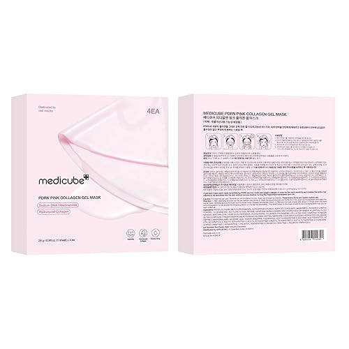 Miniatura 8 de medicube Máscara de gel de gelatina de colágeno rosa PDRN de Salmon DNA PDRN  Máscara facial nocturna para piel brillante de vidrio, elasticidad,