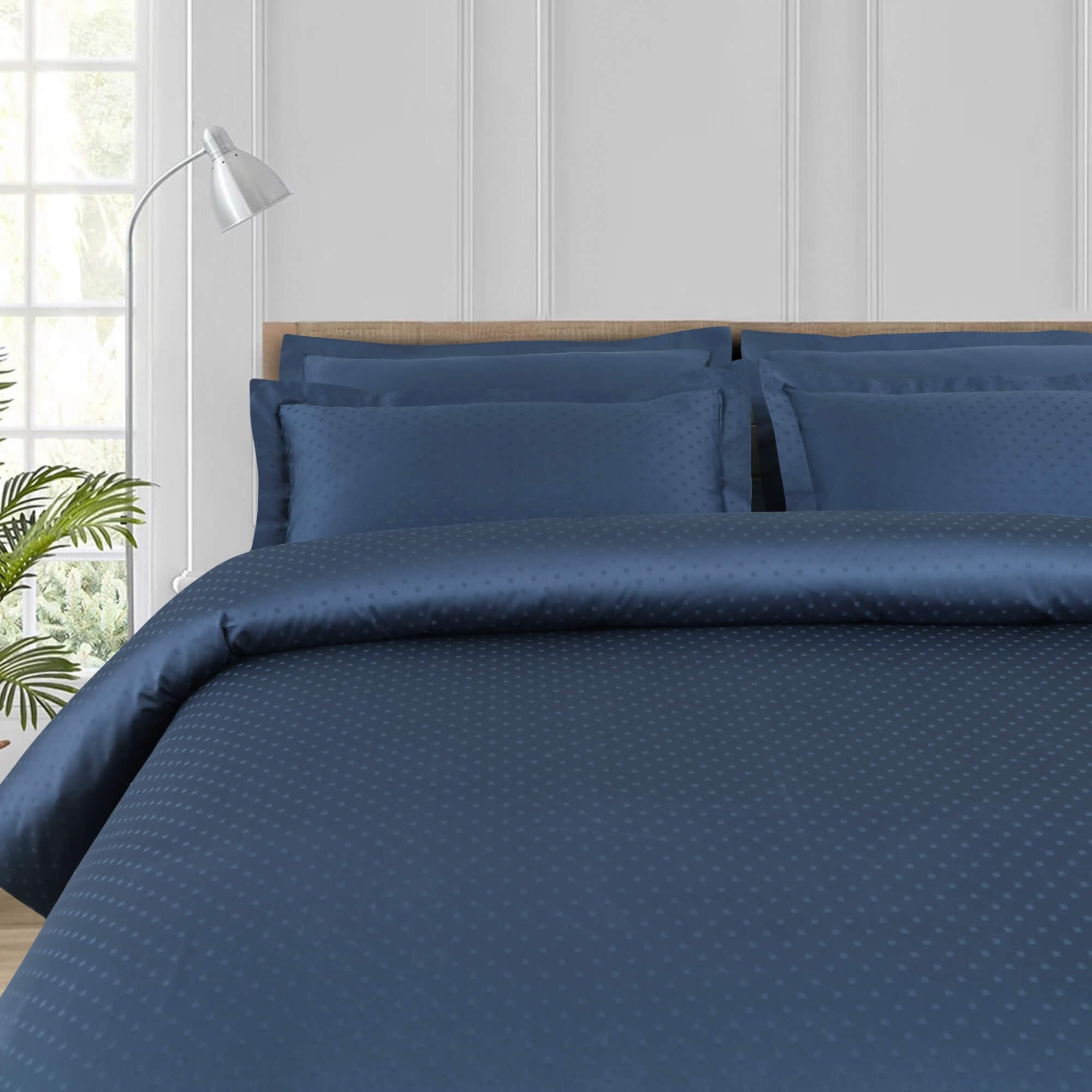 Malako Swiss Checks 550 TC 100% Cotton Jacquard Duvet Cover – Double Bed Size – Soft & Durable – 1 Piece Cover Only – 10 Elegant Colour Options (Blue)-picture-12