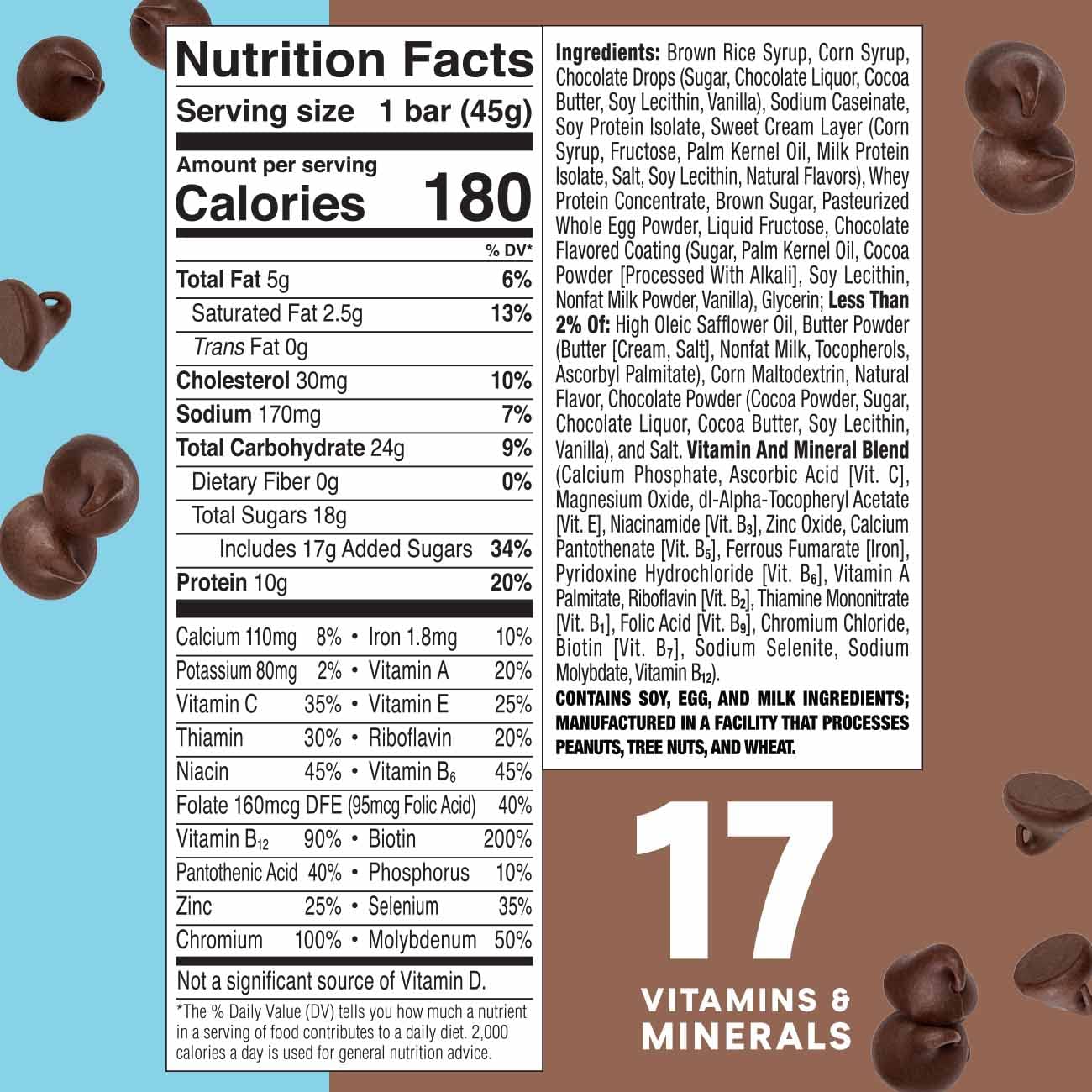 ZonePerfect Protein Bars, 10g Protein, 17 Vitamins & Minerals, Nutritious Snack Bar, Chocolate Chip Cookie Dough, 30 Bars