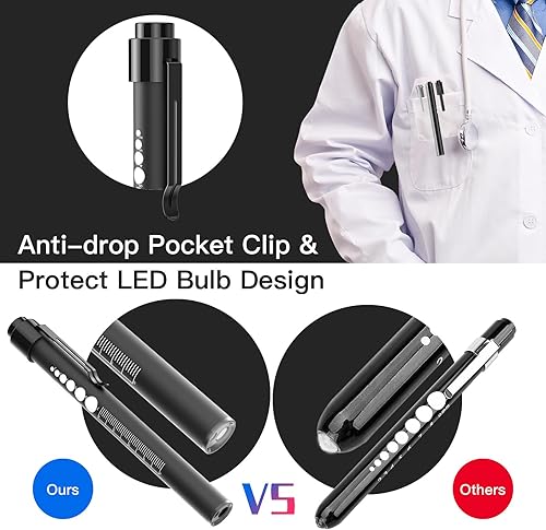 Vista 32 de SEVENKA 2 luces recargables para bolígrafo con medidor de pupila y regla, focos LED para enfermeras y médicos, recargable USB-C, luz cálida/blanca