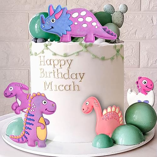 Miniatura 5 de Moldes de silicona para fondant de dinosaurio para decoración de tartas, kit de 11 paquetes de 1.4-3.5 pulgadas