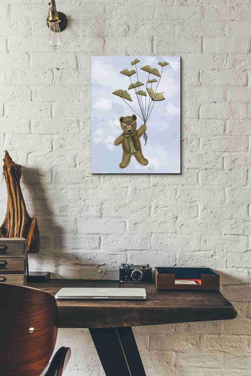 Epic Graffiti 'Bear with Book Butterflies' by Fab Funky Canvas Wall Art, 12"x16"