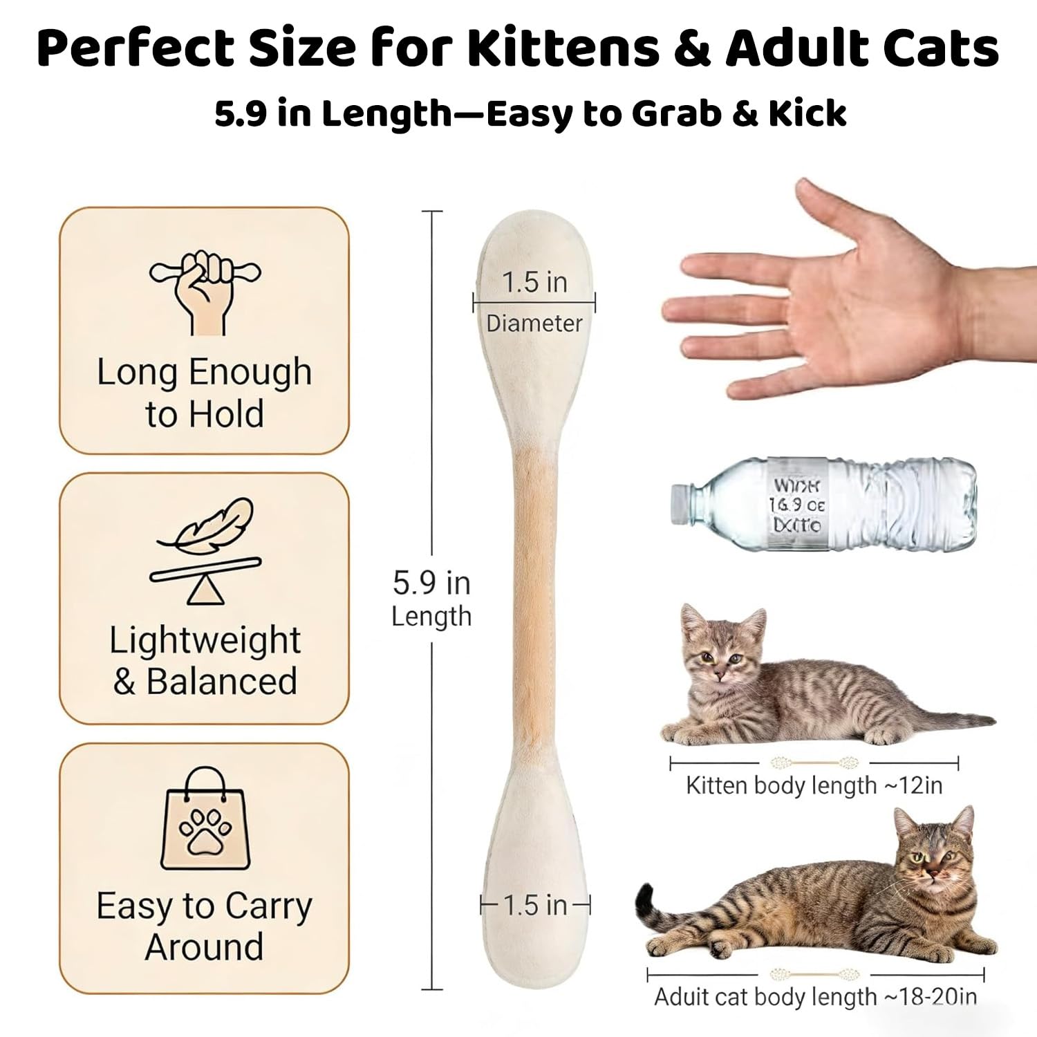 6 Pack Cotton Swabs Cat Toys with Catnip, Giant Kitten Chew Sticks, Durable Dental Teething Ropes, Interactive Cat Kicker Toy for Teeth Cleaning, for Kitty Lovers Gift — view 4